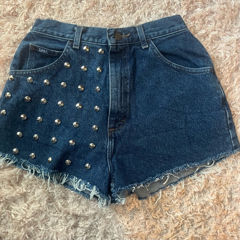 Vintage Lee studded high waist denim shorts